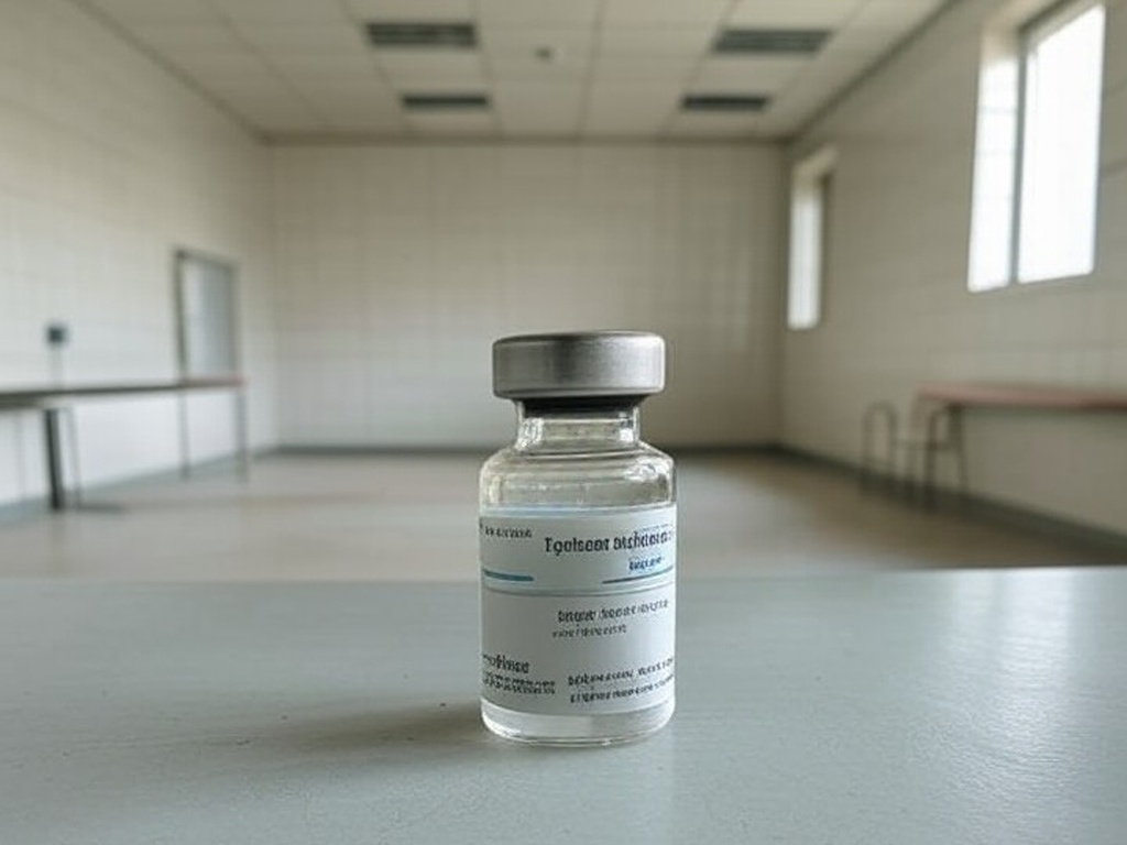 Frasco de vacina contra Covid-19 abandonado em posto de saúde brasileiro, simbolizando negligência vacinal e mortes em 2025.