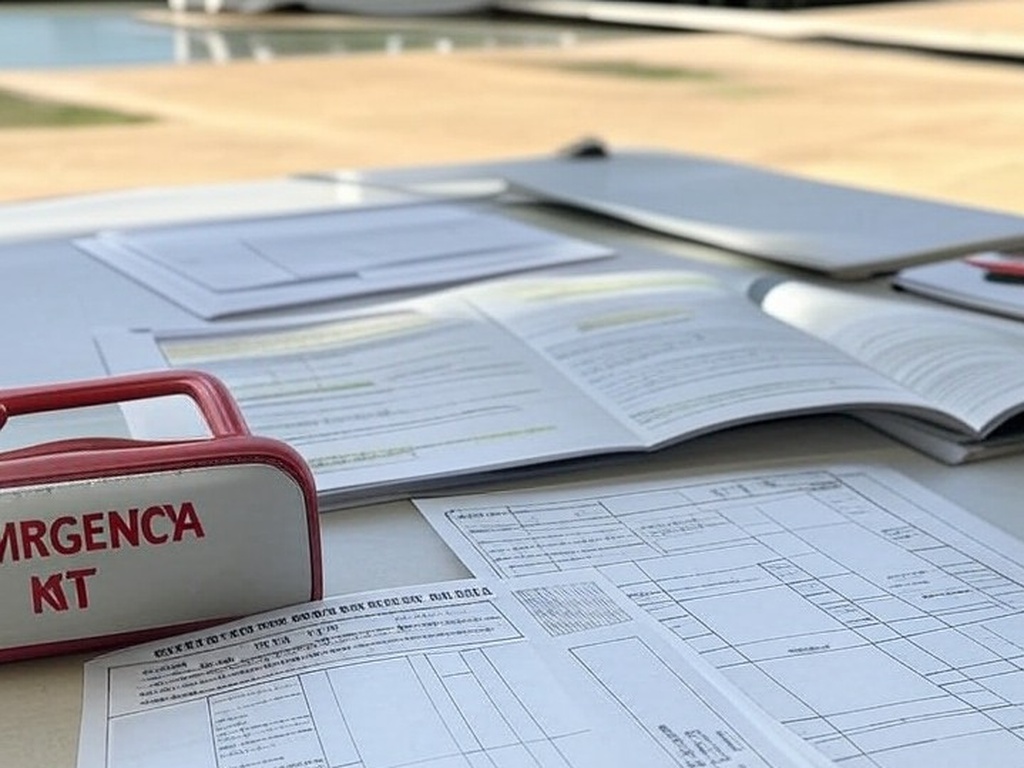 Pilha de documentos burocráticos em escritório governamental de Brasília, representando lei de primeiros socorros em concursos aprovada pela CLDF com críticas por burocracia.