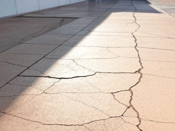 Calçada quebrada sem acessibilidade em frente a edifício público em Brasília, simbolizando negligência para deficientes e autistas no DF.