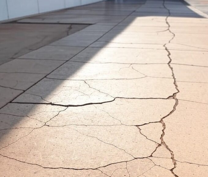 Calçada quebrada sem acessibilidade em frente a edifício público em Brasília, simbolizando negligência para deficientes e autistas no DF.