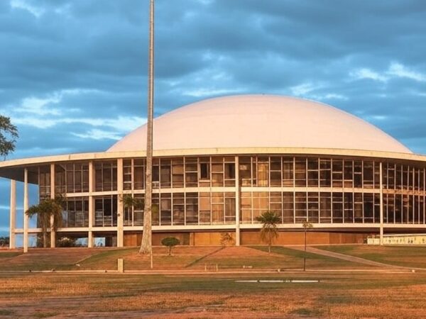 Fachada da CLDF em Brasília com bandeira arco-íris desbotada no chão, representando falhas na proteção à população LGBTQIAPN+.