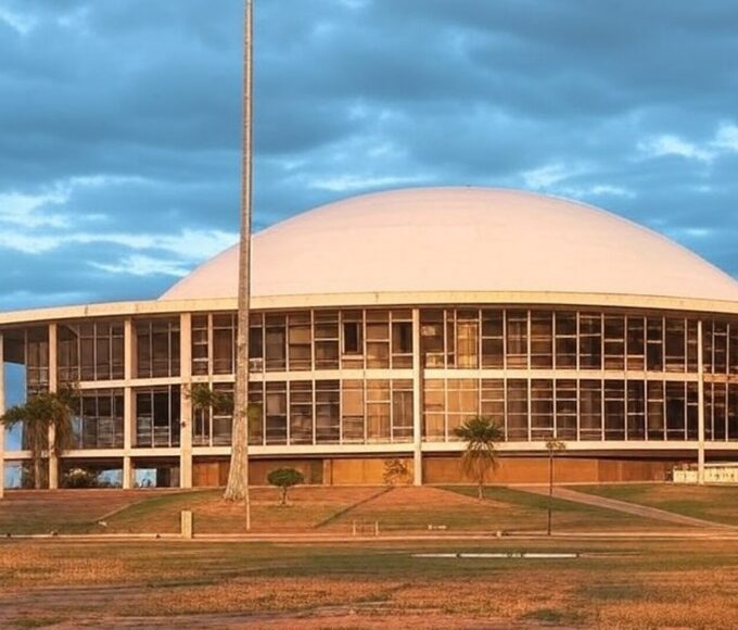 Fachada da CLDF em Brasília com bandeira arco-íris desbotada no chão, representando falhas na proteção à população LGBTQIAPN+.