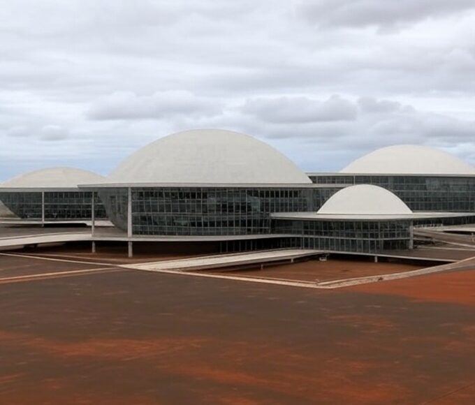 Edifício da Câmara Legislativa do DF com posto de saúde abandonado, representando falhas na prevenção da hanseníase em Brasília.