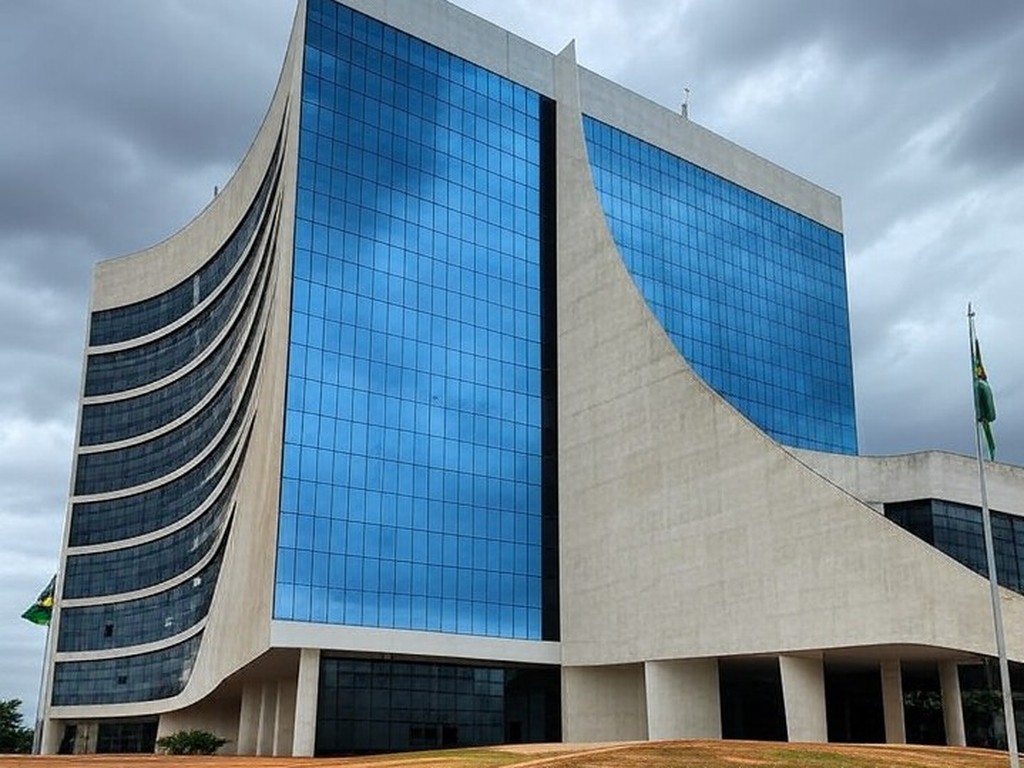 Fachada do TJDFT em Brasília com bandeiras a meio mastro, simbolizando luto pela morte de desembargador.