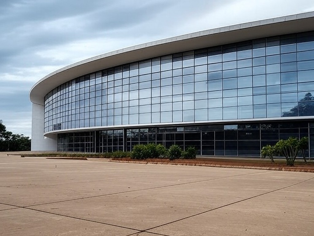 Edifício público em Brasília com portas fechadas durante feriado de aniversário do DF, simbolizando sobrecarga em serviços públicos.