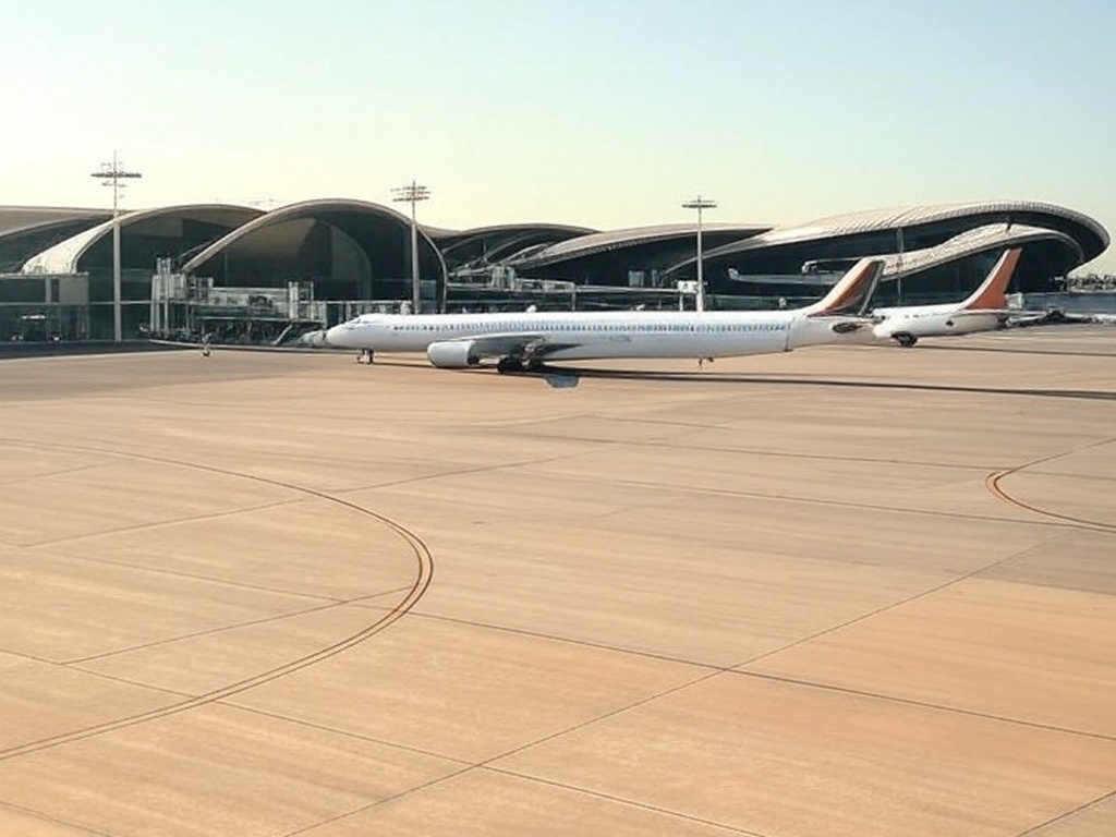 Vista do Aeroporto de Brasília, com aviões e torre de controle, eleito o segundo mais pontual do mundo pela Cirium.