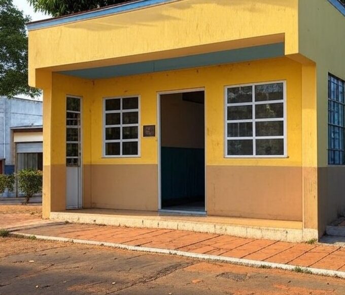 Centro comunitário em Ceilândia com entrada para inscrições gratuitas no Projeto Viver 60+ para idosos vulneráveis.