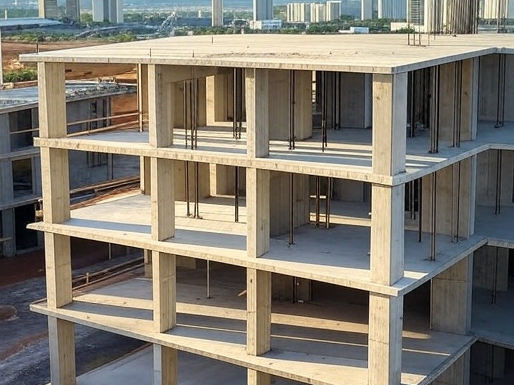 Canteiro de obras da UPA no Guará com concretagem da laje e investimento do GDF.