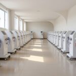 Sala de nefrologia com novas máquinas de hemodiálise no Hospital de Taguatinga, Distrito Federal.