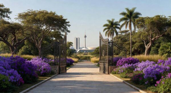 Entrada do Zoológico de Brasília com elementos celebrando o Dia Internacional da Mulher, entrada gratuita para mulheres.
