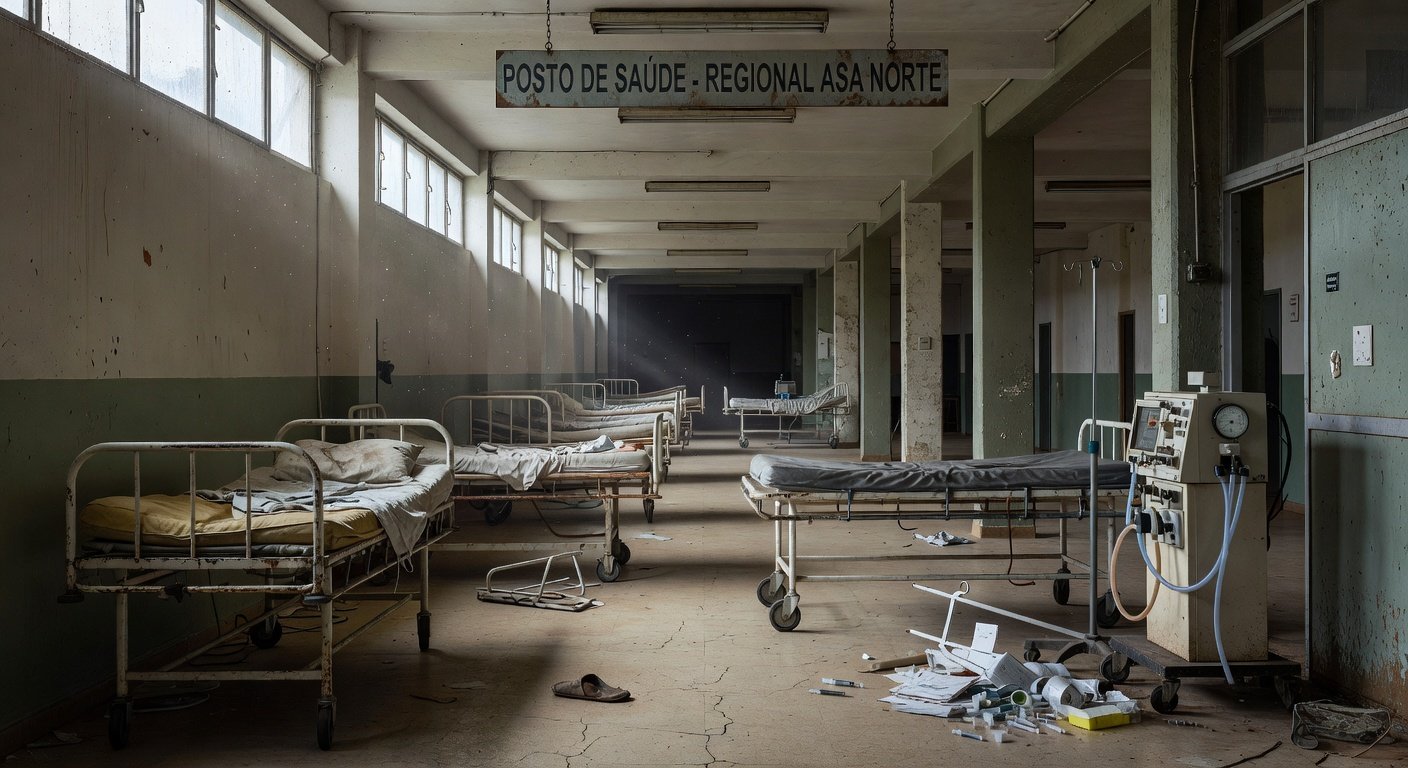 Salão vazio na CLDF com banners do Dia das Doenças Raras, destacando falhas no suporte a pacientes.