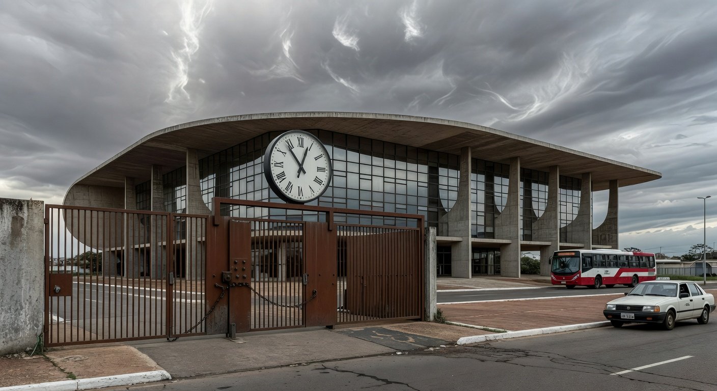 Edifício da Caesb em Brasília com relógio simbolizando prazo curto para inscrições de estagiários no DF.