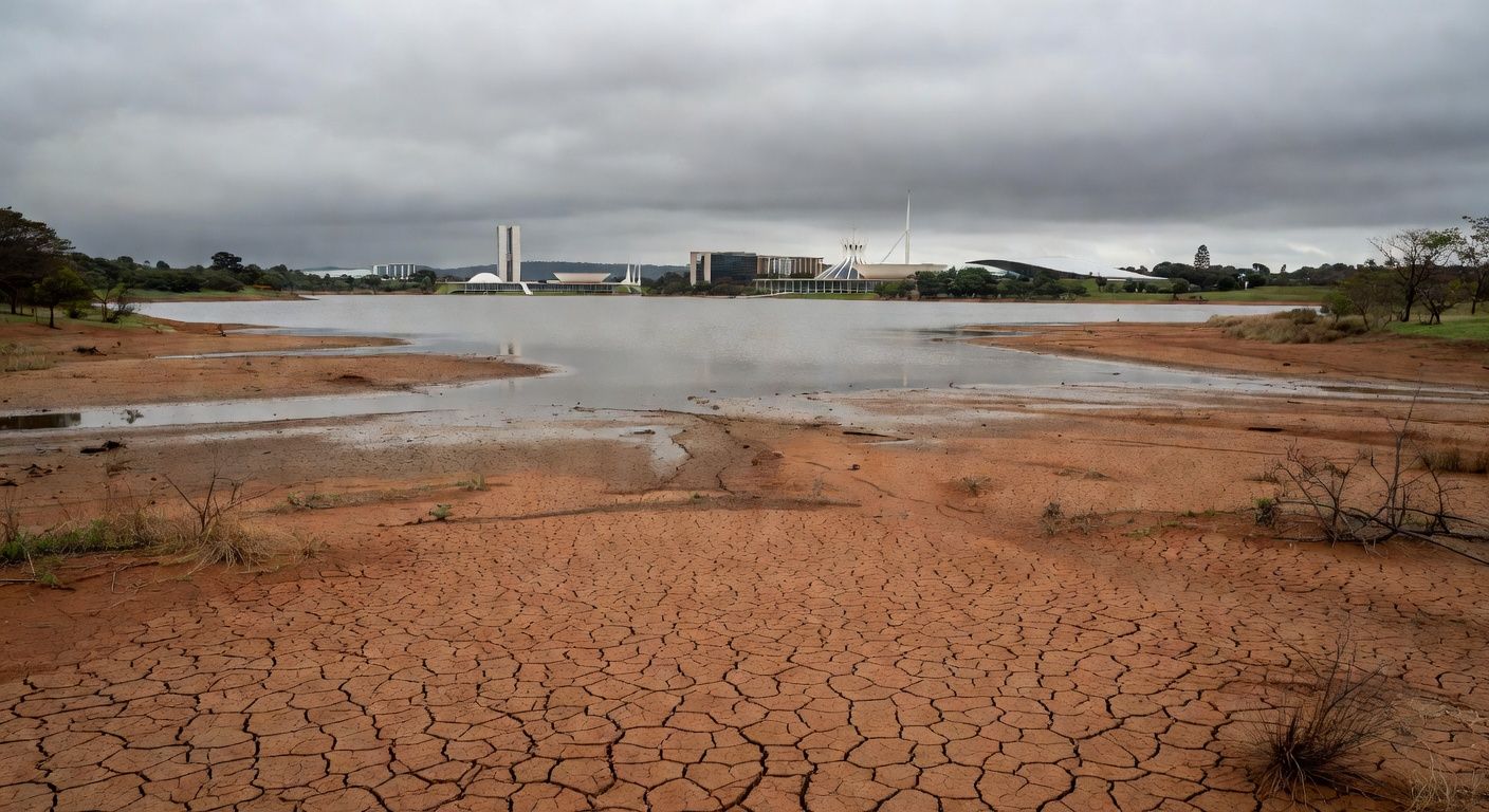 Nascente seca no Distrito Federal, ilustrando crise hídrica e perda de fontes de água no Brasil.