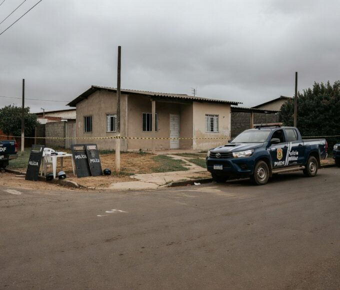 Viaturas da PMDF em rua do Itapoã durante negociação de reféns em residência.