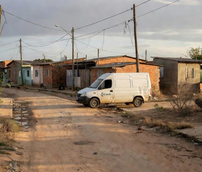 Van itinerante da Caesb em Brasília para atendimento de saneamento