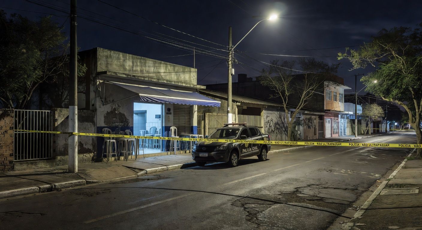 Viatura da Polícia Civil em bar do Itapoã após prisão por homicídio
