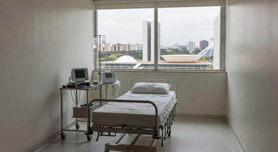 Quarto de hospital em Brasília após alta por pneumotórax espontâneo