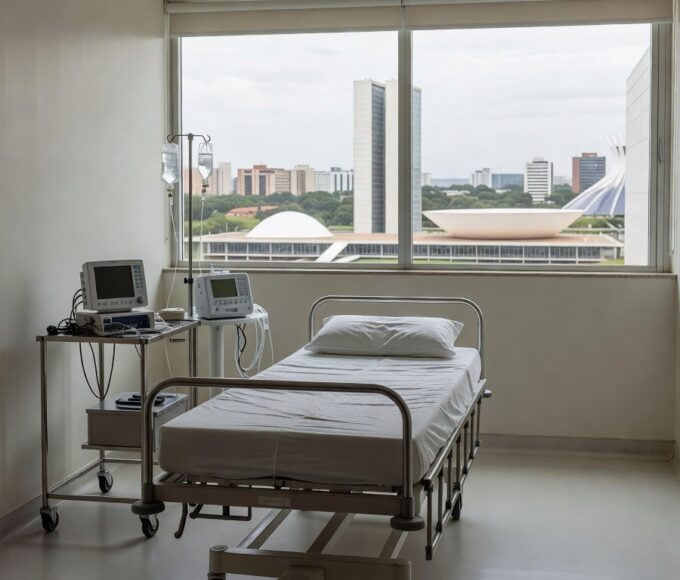 Quarto de hospital em Brasília após alta por pneumotórax espontâneo