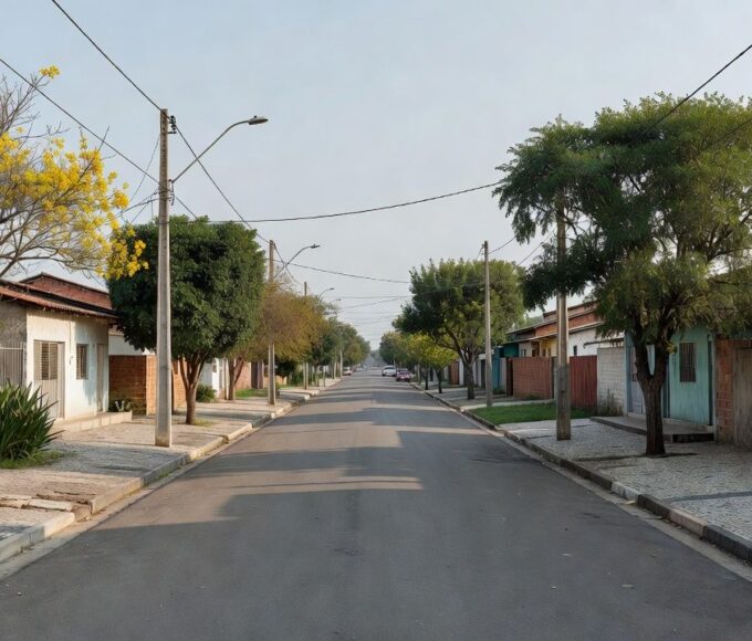Rua em Taguatinga com fita policial após discussão com tiro