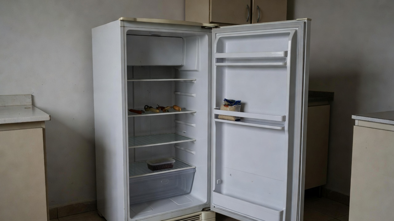 Mesa com alimentos escassos em cozinha no DF simbolizando insegurança alimentar entre idosos