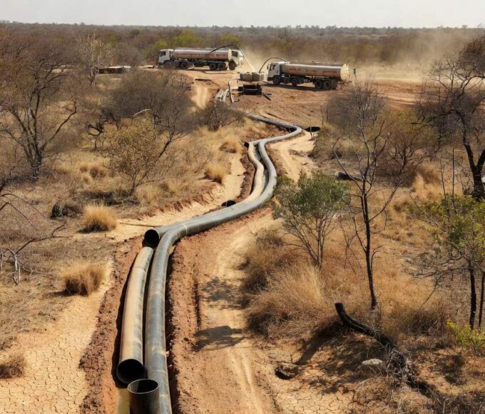 Tubulações de água tratada em Arapoanga após anos de negligência