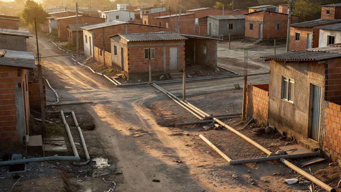 Bairro de Ceilândia com casas modestas do Projeto Golfinho homenageado pela Caesb
