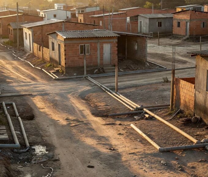 Bairro de Ceilândia com casas modestas do Projeto Golfinho homenageado pela Caesb