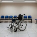 Cadeira de rodas vazia na UPA do Recanto das Emas em Brasília