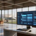 Tela de computador com interface de IA Iná da Caesb para atendimento ao cidadão