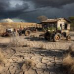 Paisagem rural brasileira com campos secos simbolizando falta de recursos para empreendedores rurais