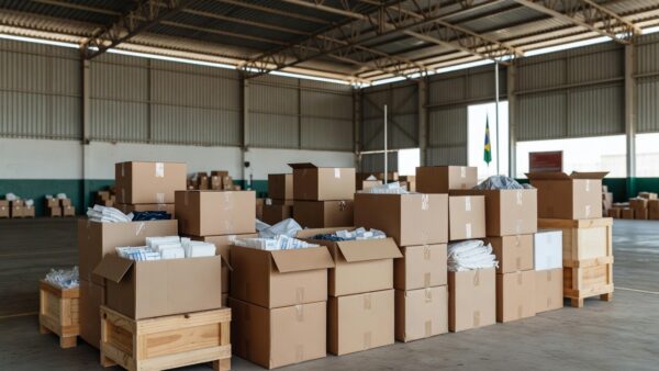 Caixas de ajuda humanitária do GDF preparadas para envio à Venezuela