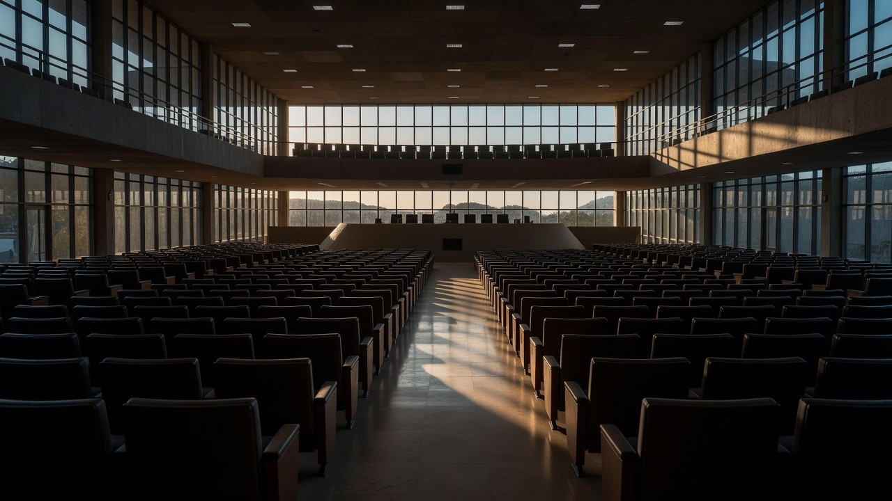 Fachada da Câmara Legislativa do DF em Brasília ao final do semestre legislativo