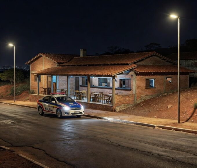 Bar em Itapoã com viatura da PMDF após briga controlada