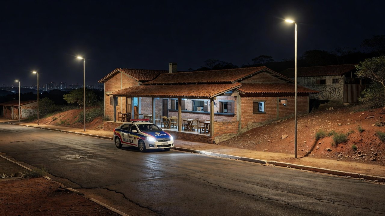 Bar em Itapoã com viatura da PMDF após briga controlada
