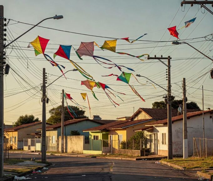 Postes de energia com pipas presas em quadra do Itapoã para corte de energia