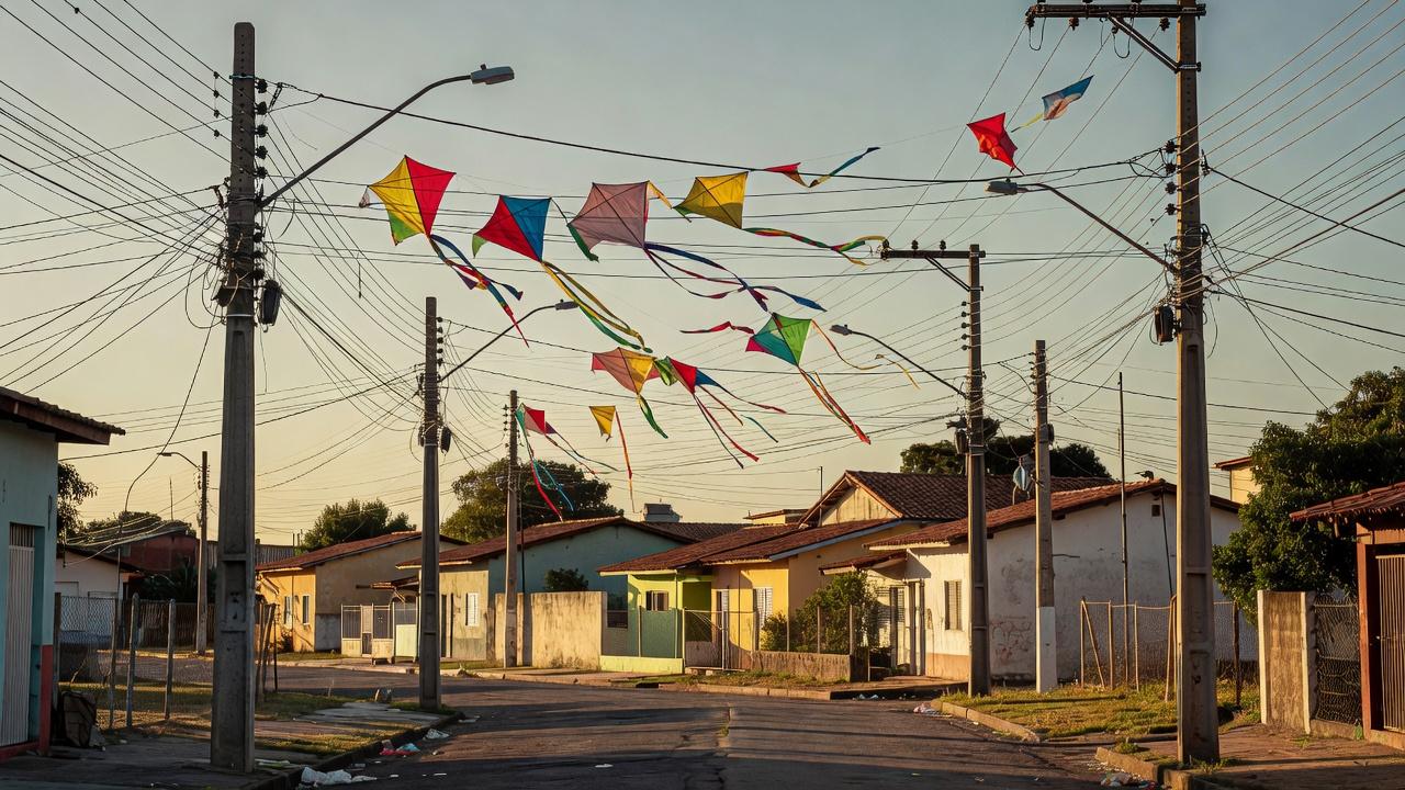 Postes de energia com pipas presas em quadra do Itapoã para corte de energia