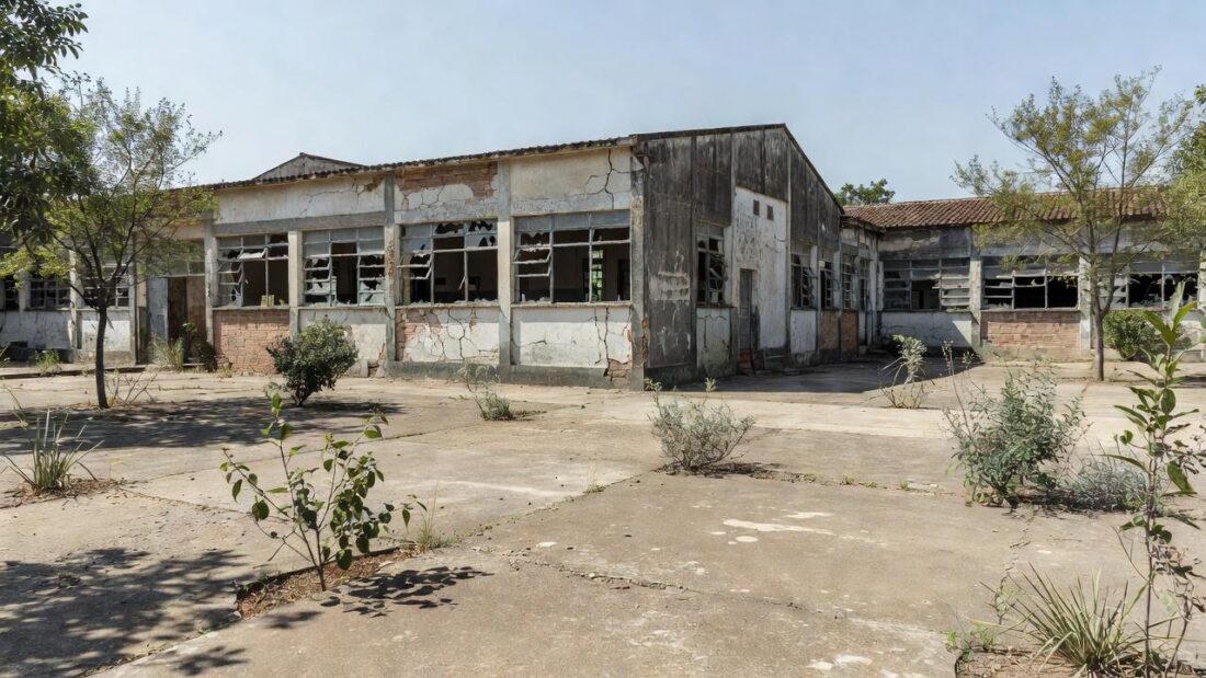 Escola pública precária no DF com infraestrutura deteriorada