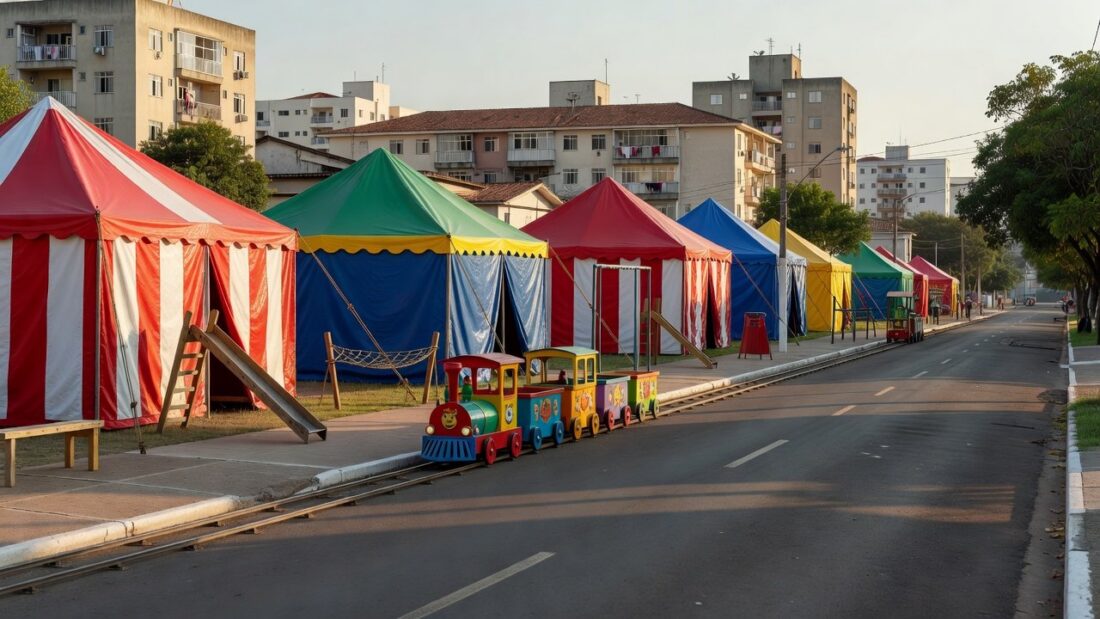 Rua de lazer no Guará II com equipamentos recreativos para edição de férias em Brasília