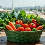 Cestas verdes com alimentos do programa Cartão Prato Cheio no DF