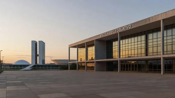 Sala de aula vazia na Escola do Legislativo em Brasília sobre projeto de cidadania no DF
