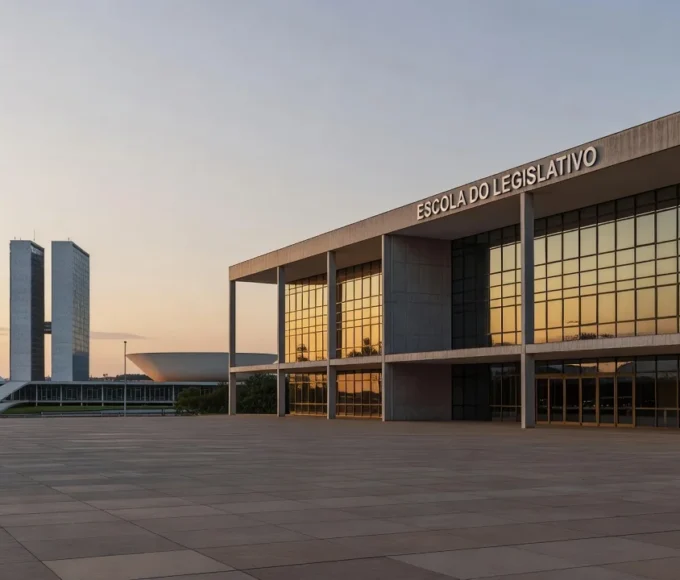 Sala de aula vazia na Escola do Legislativo em Brasília sobre projeto de cidadania no DF