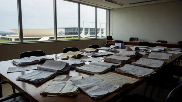 Documentos de planos de saúde espalhados em audiência na CLDF sobre caos na saúde suplementar