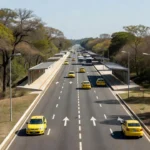 Táxis no corredor BRT Sul em Brasília