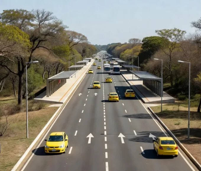 Táxis no corredor BRT Sul em Brasília