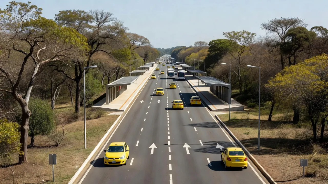 Táxis no corredor BRT Sul em Brasília
