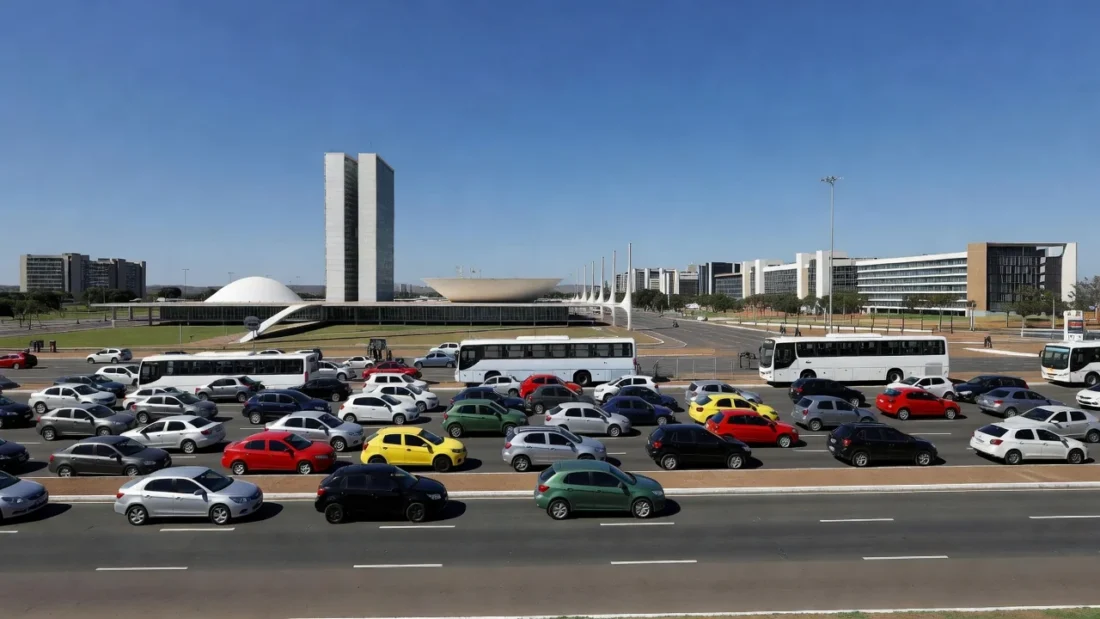 Trânsito em Brasília alterado por eventos simultâneos com veículos nas avenidas da capital