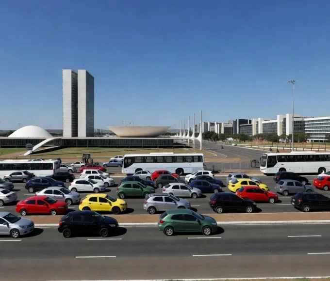 Trânsito em Brasília alterado por eventos simultâneos com veículos nas avenidas da capital