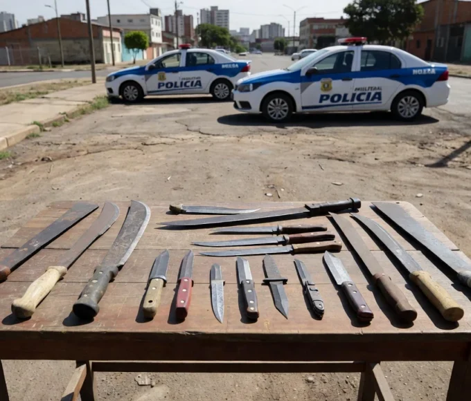 Armas brancas apreendidas pela polícia na Estrutural, Brasília
