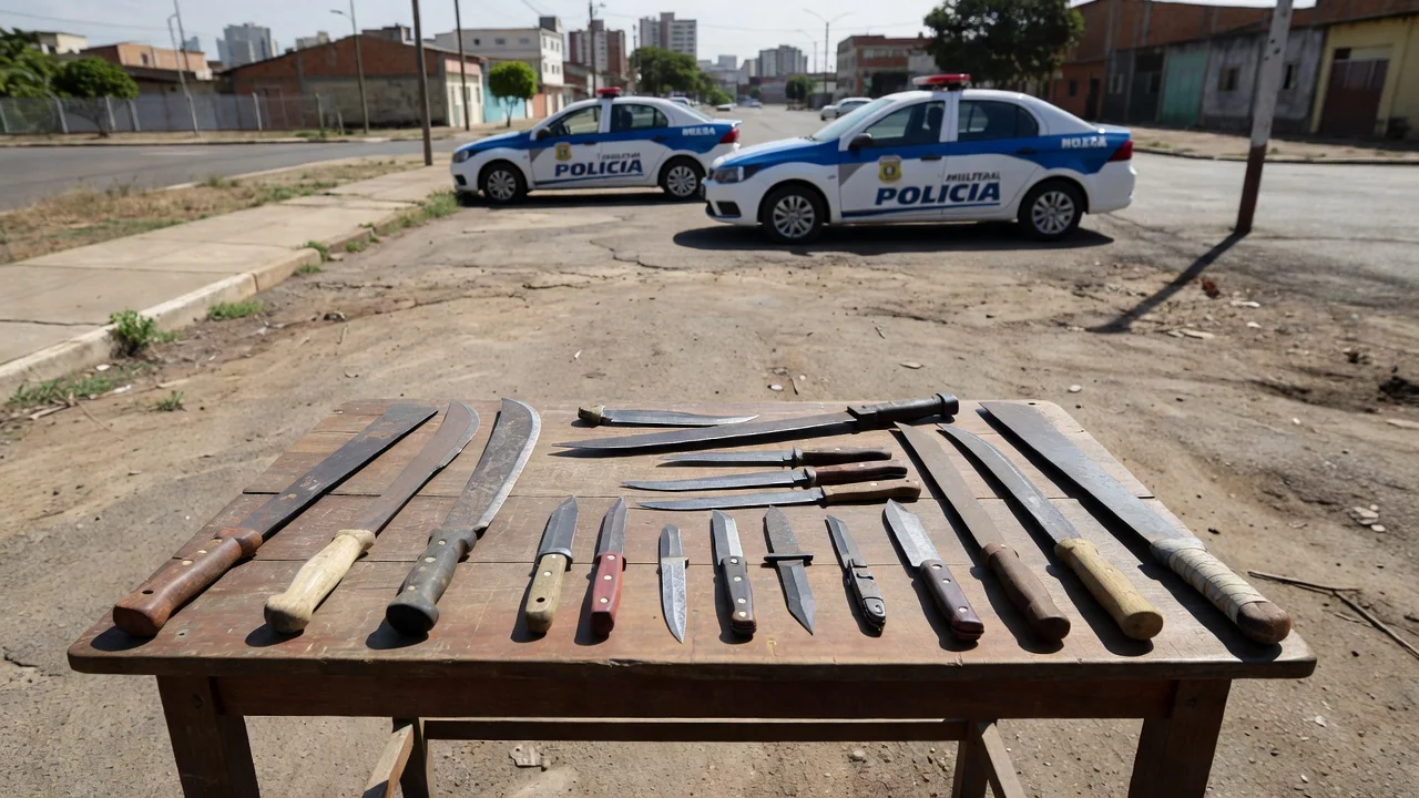 Armas brancas apreendidas pela polícia na Estrutural, Brasília