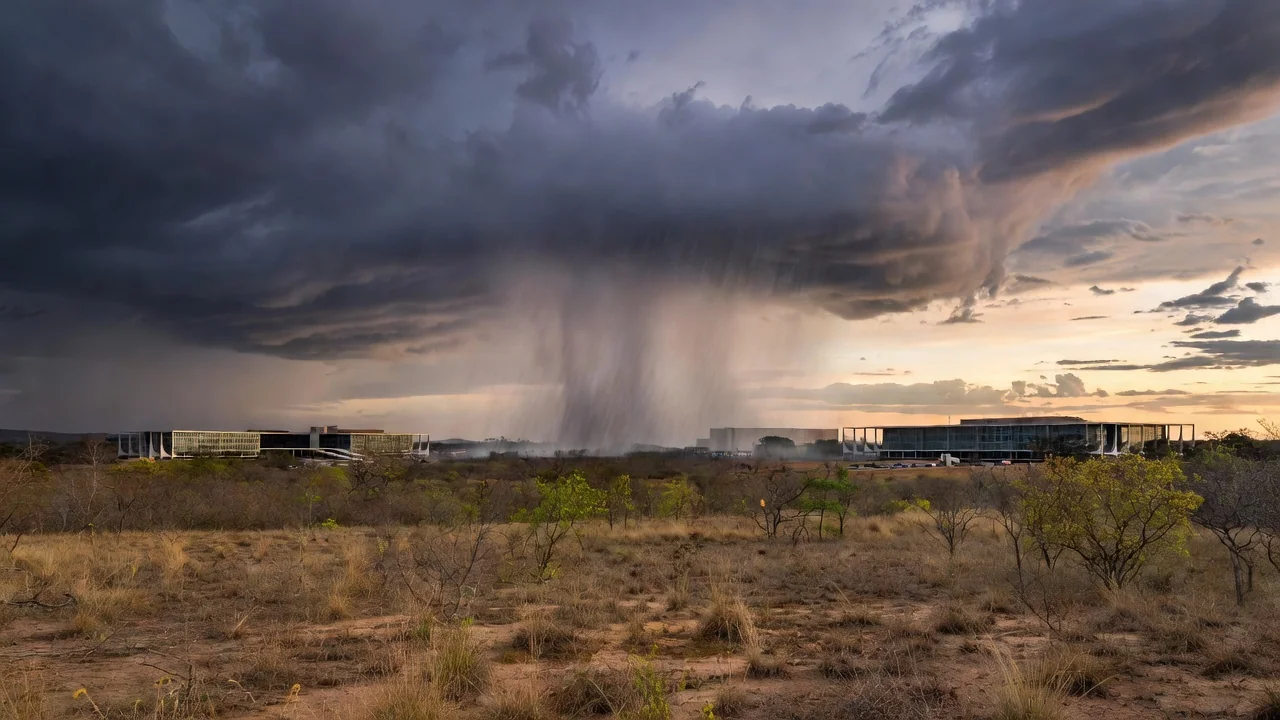Chuva isolada sobre Brasília durante a seca no DF